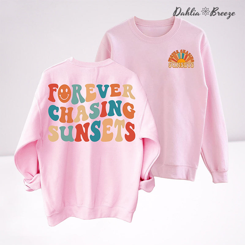 Sweat-shirt à col rond Forever Chasing Sunsets
