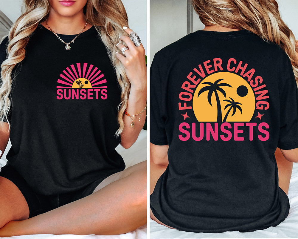 Forever Chasing Sunsets Retro Beach T-shirt