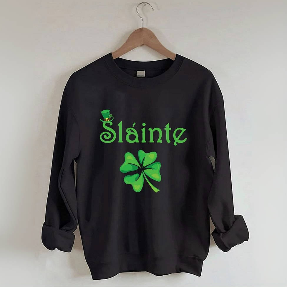 Slainte Sweatshirt mit vierblättrigem Kleeblatt