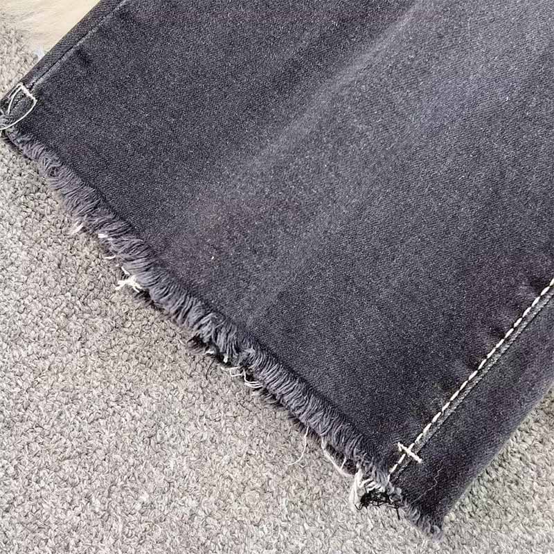 Jean extensible taille haute à ourlet brut