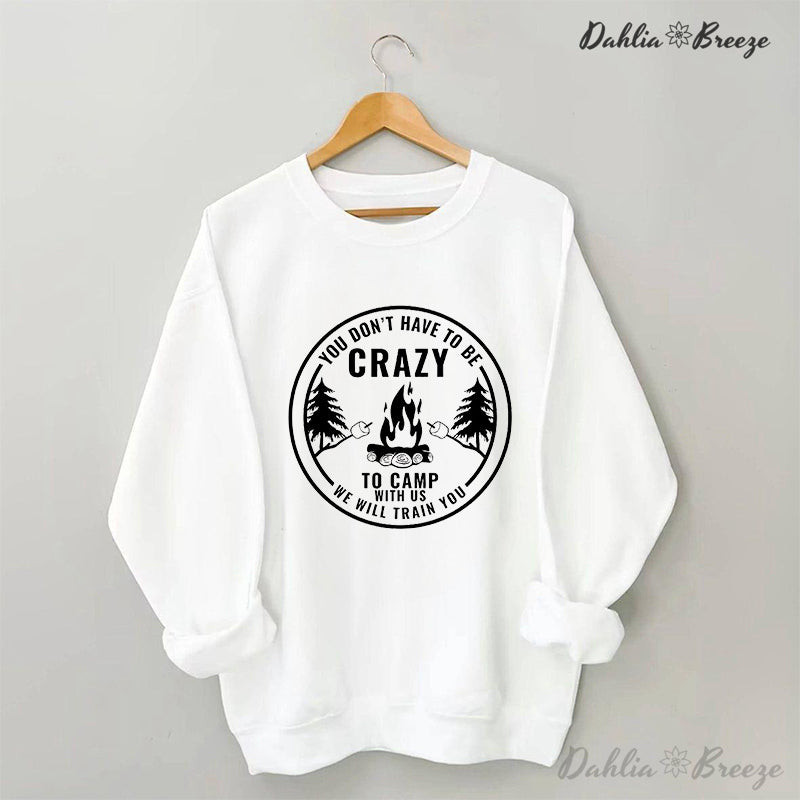 Sweat-shirt drôle à col rond Crazy Camping