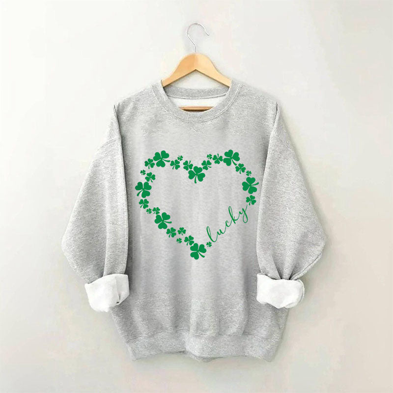 Sweat-shirt Heart Shamrock St Patrick's Day