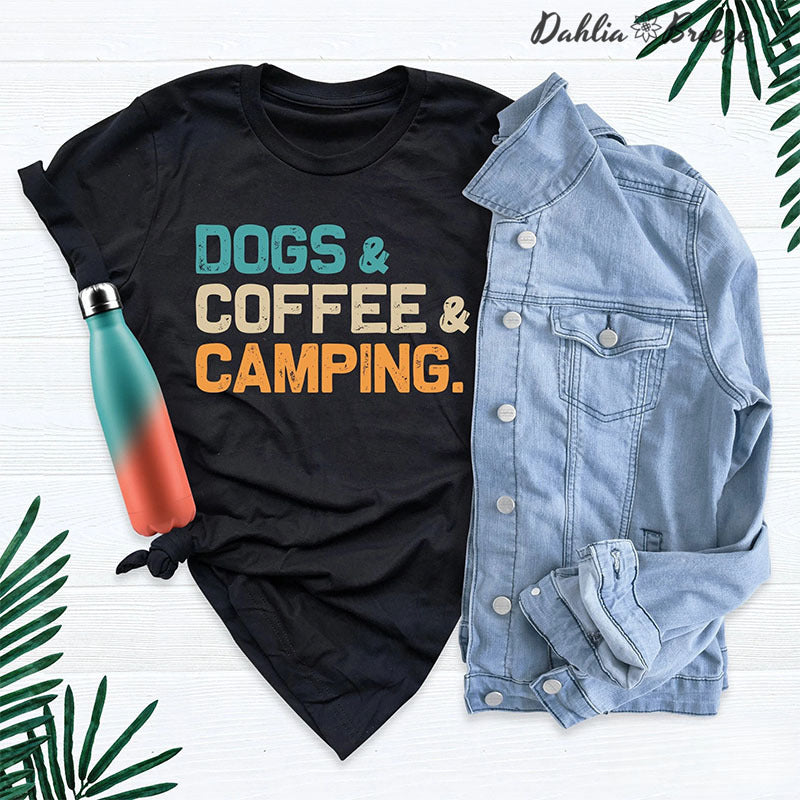 T-shirt de camping pour chiens et café