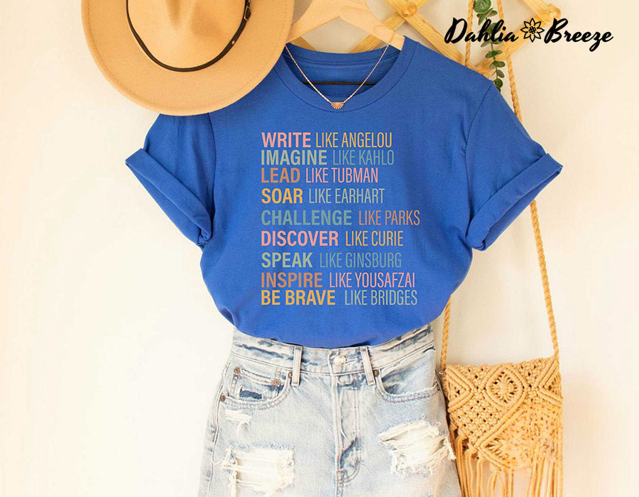 T-shirt imprimé lettre femme forte