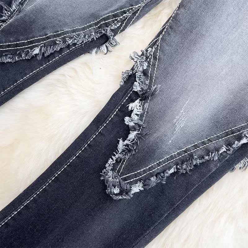Jean extensible taille haute à ourlet brut