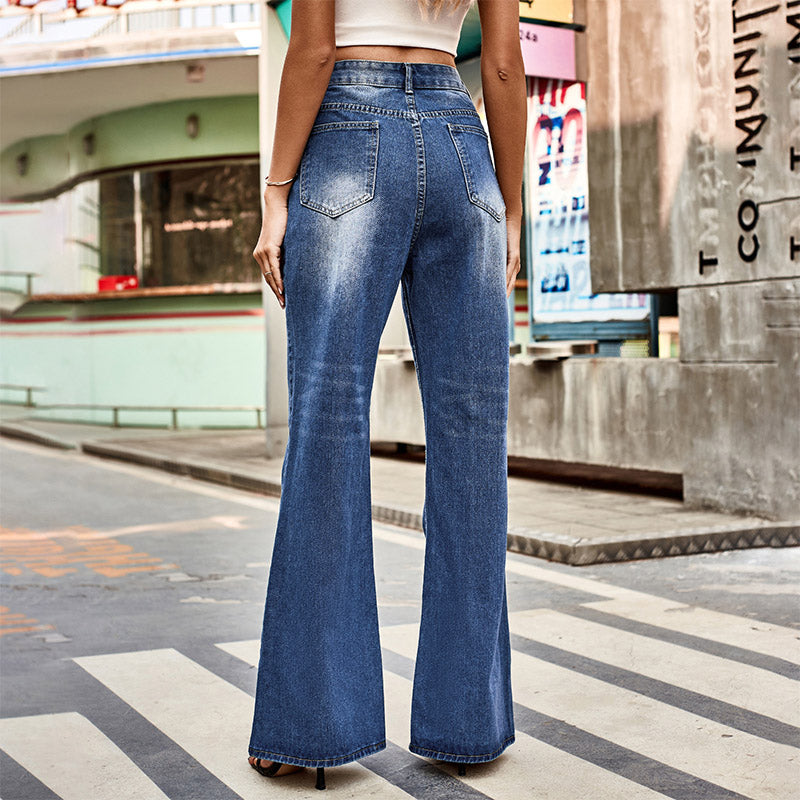 Jean mode bootcut délavé