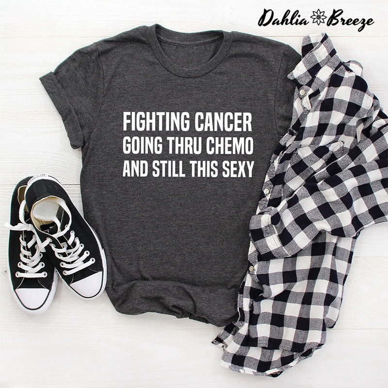 T-shirt imprimé lettre Fighting Cancer