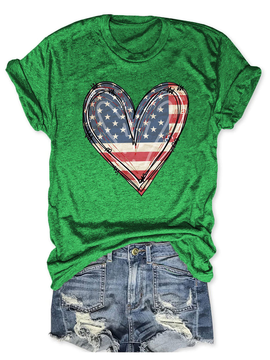 T-shirt coeur drapeau américain