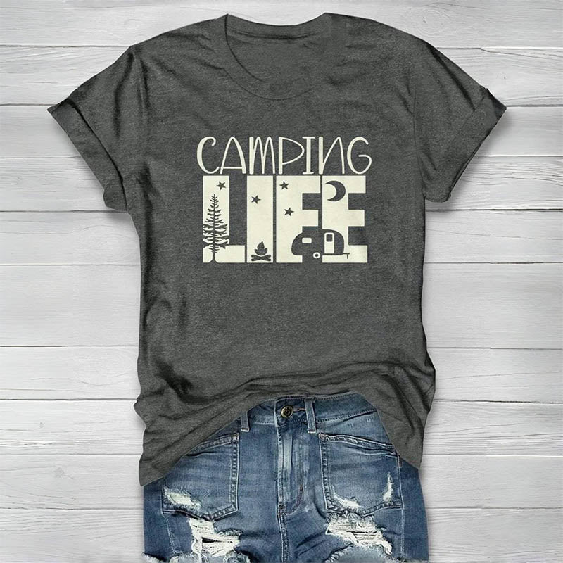 T-shirt ras du cou imprimé Camping Life