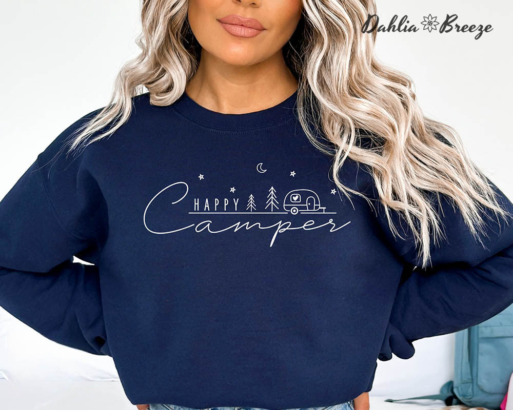 Sweat-shirt à col rond Happy Camper