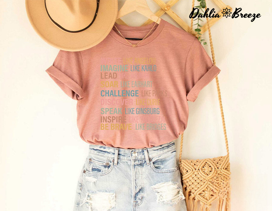 T-shirt imprimé lettre femme forte
