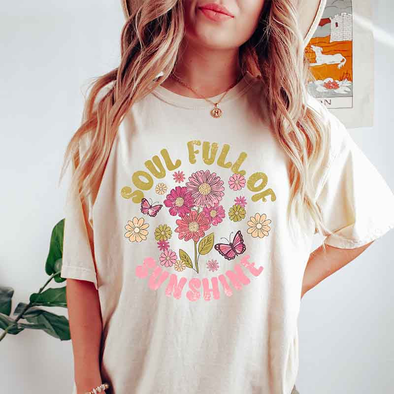 T-shirt à fleurs mignonnes Soul Full of Sunshine