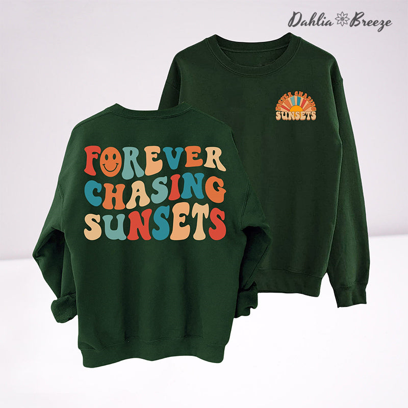 Sweat-shirt à col rond Forever Chasing Sunsets