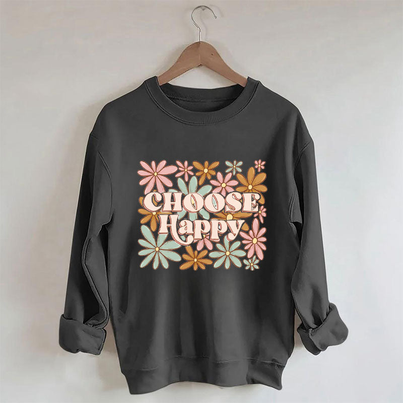 Choisissez le sweat-shirt imprimé Happy Flowers