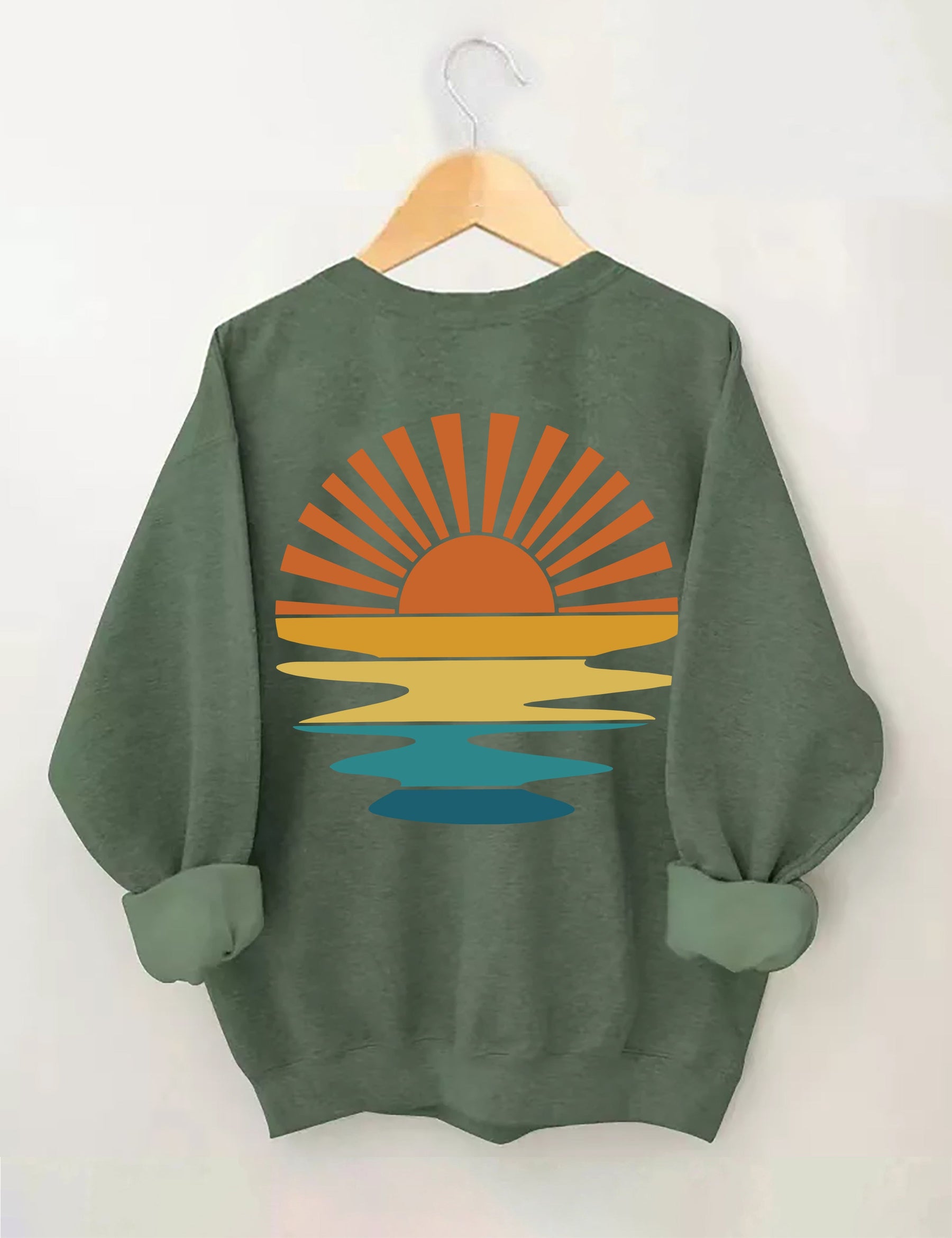 Retro Sunset Rays Wavy Sweatshirt