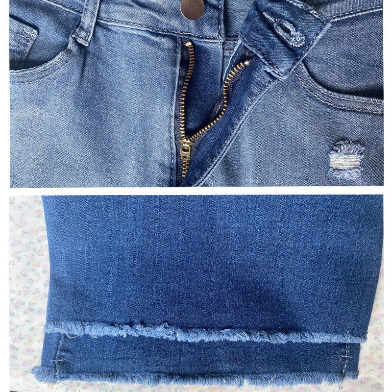 Jean évasé rétro extensible taille haute