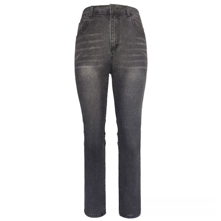 Vintage Slim Jeans mit bestickten Taschen