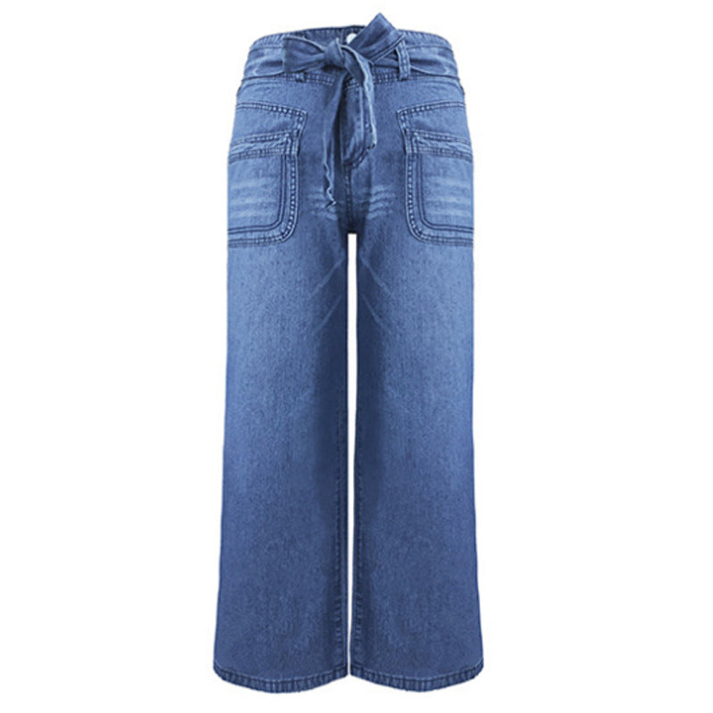 Lockere Schlagjeans mit weitem Bein und hoher Taille