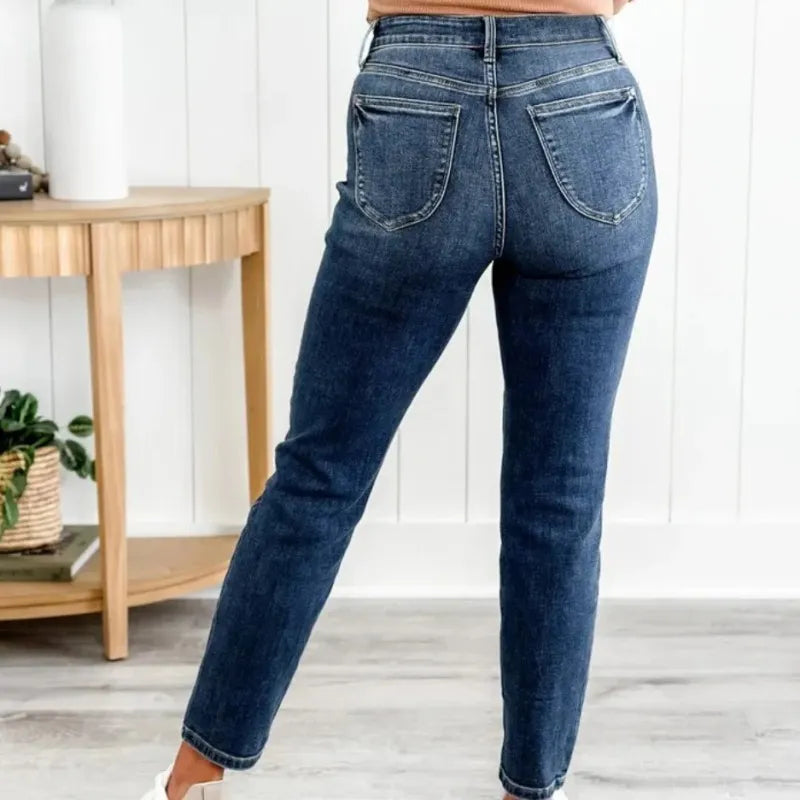 Jean slim taille haute élégant