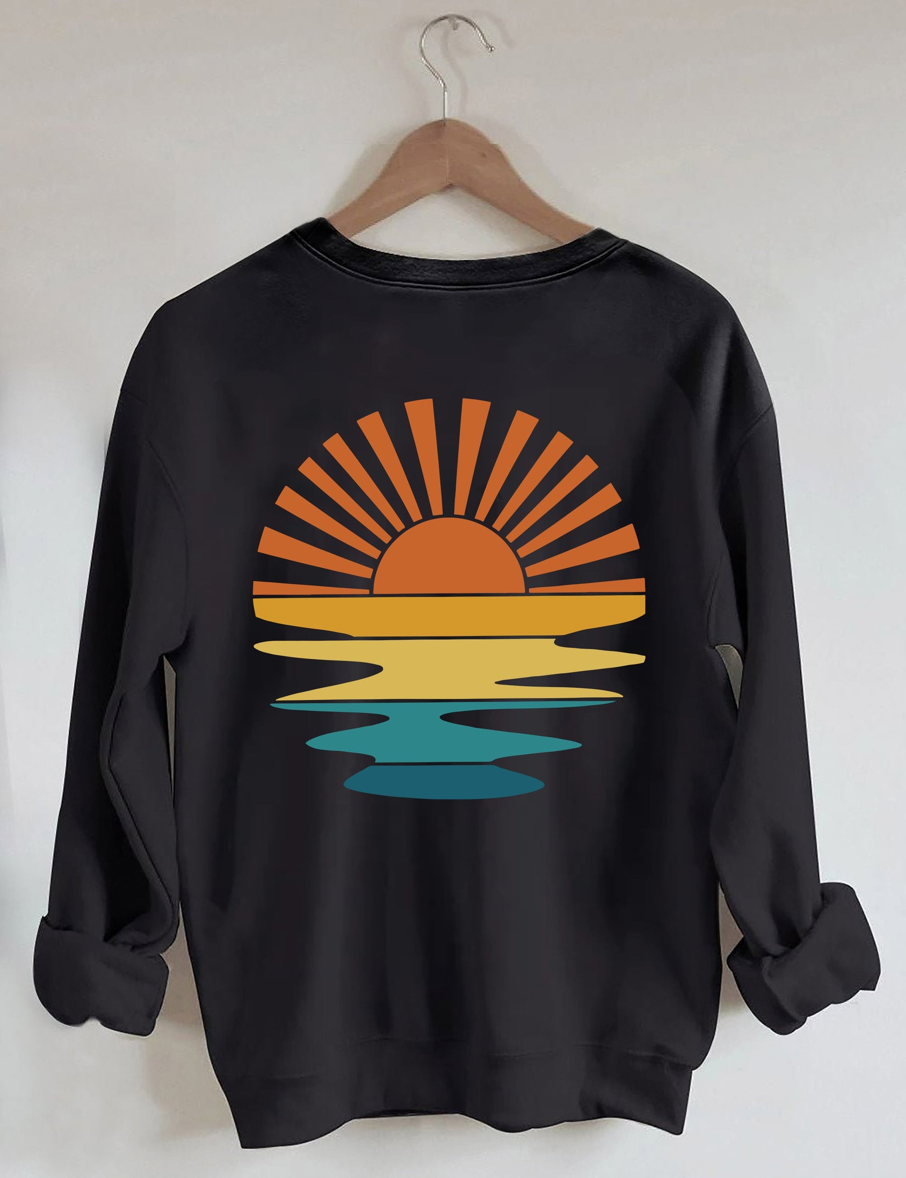 Retro Sunset Rays Wavy Sweatshirt