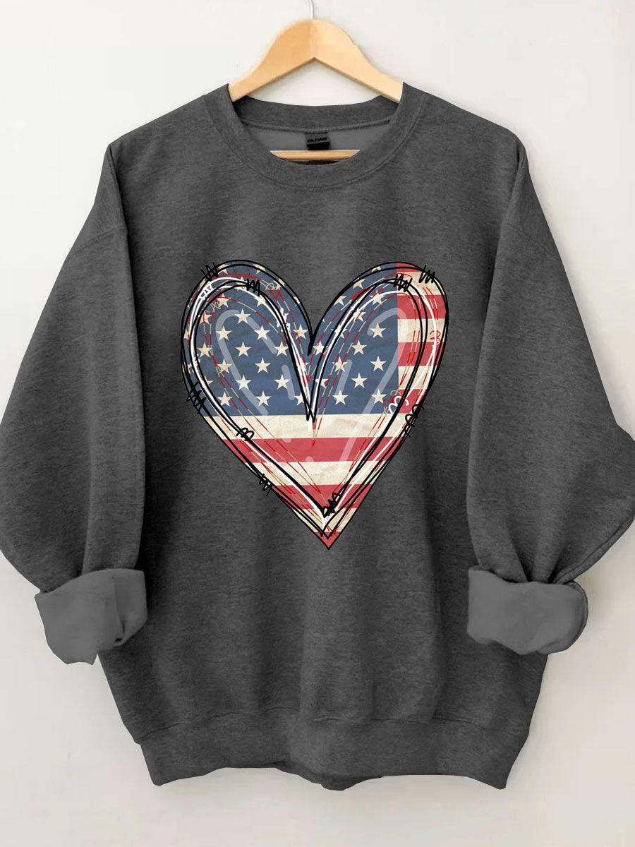 Sweat-shirt coeur drapeau américain