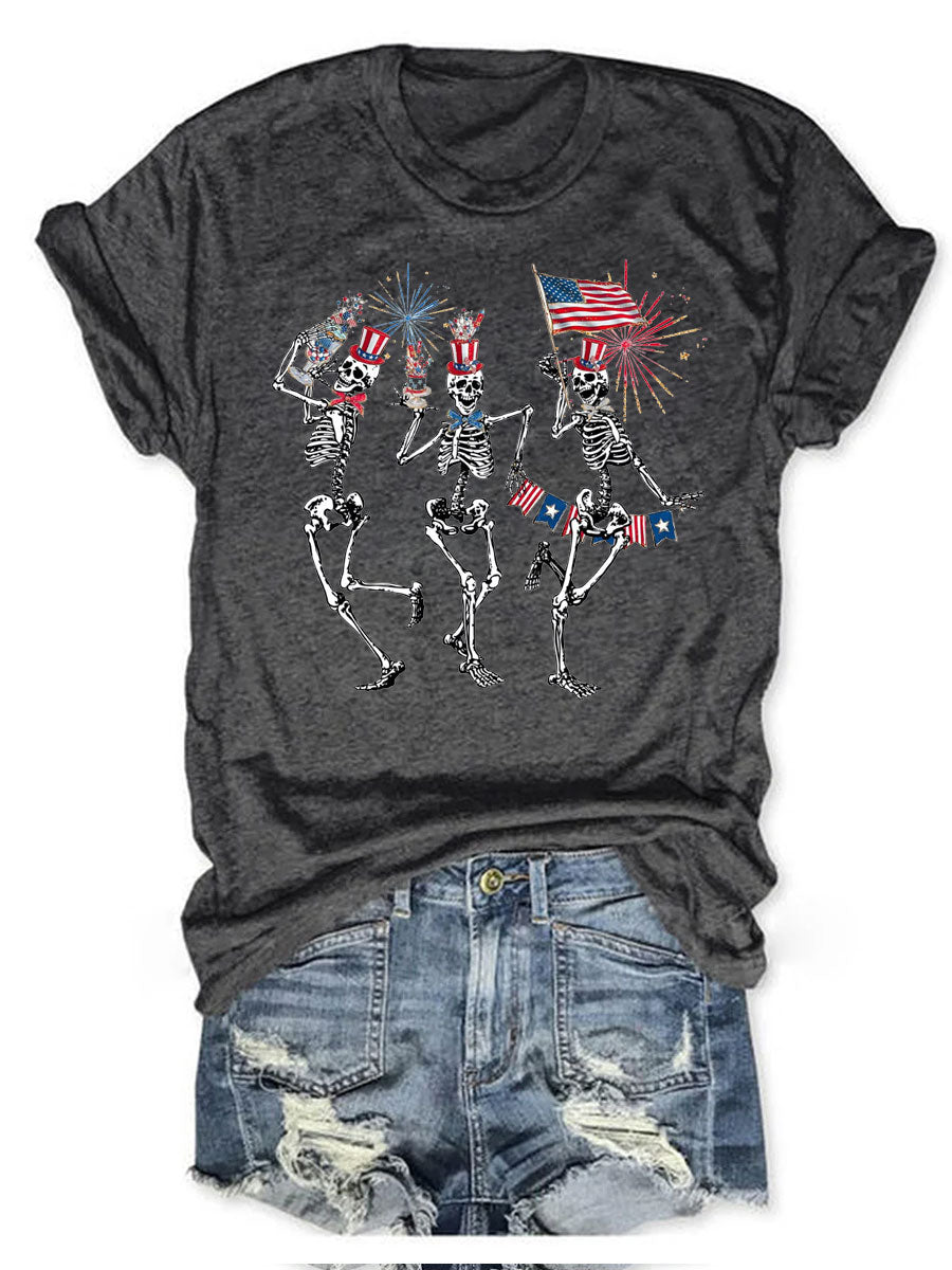 Dancing Skeleton American Flag T-shirt