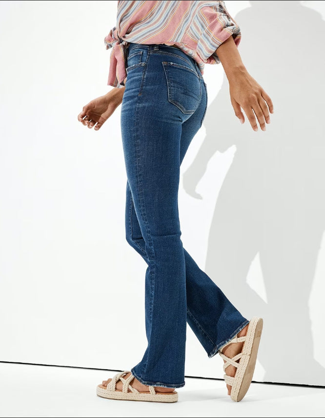 Jean extensible à la mode taille haute