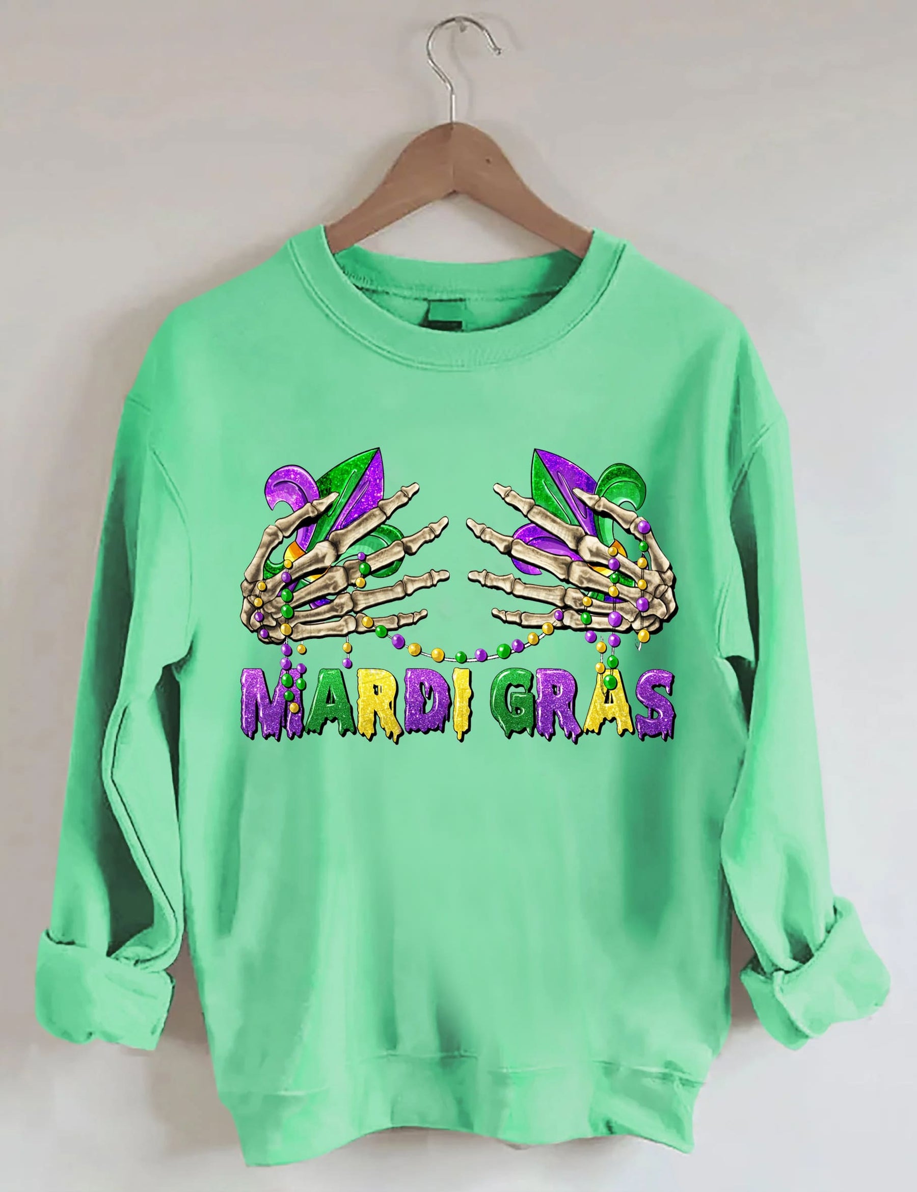 Mardi Gras Skelett Hände Sweatshirt