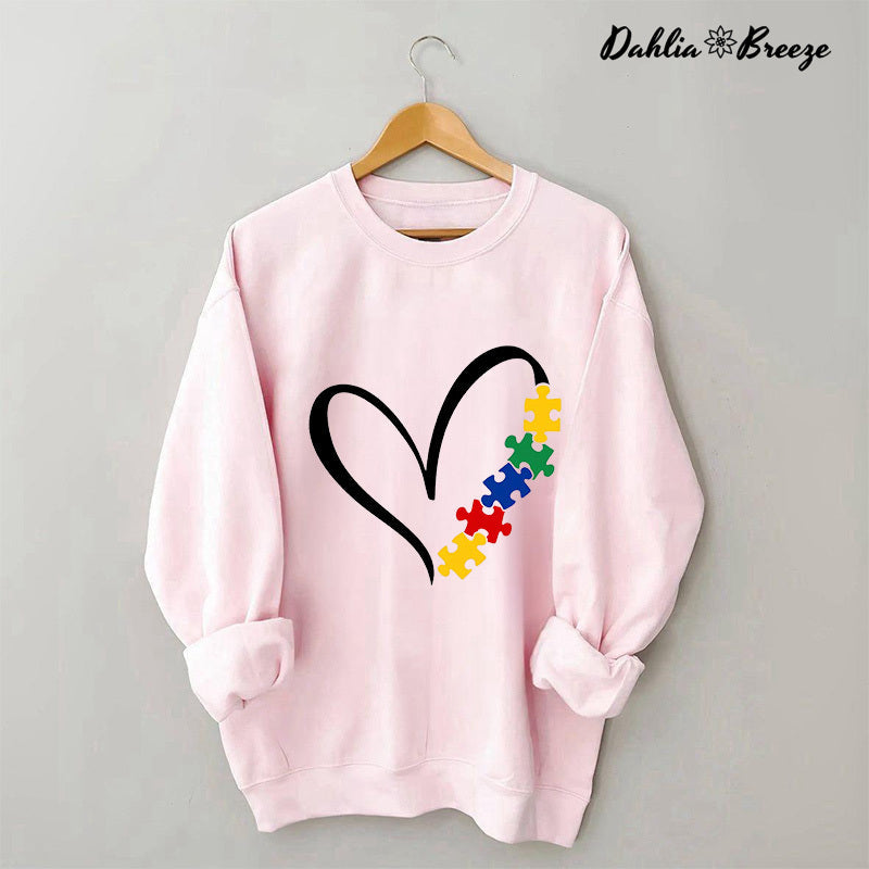 Sweat-shirt Coeur Puzzle Autisme