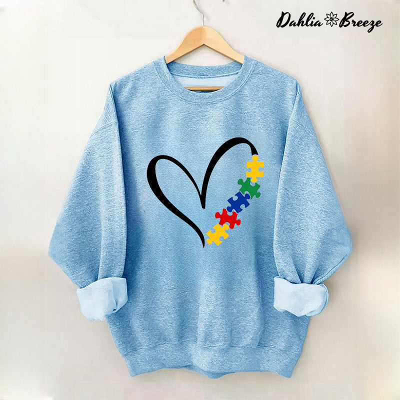 Sweat-shirt Coeur Puzzle Autisme