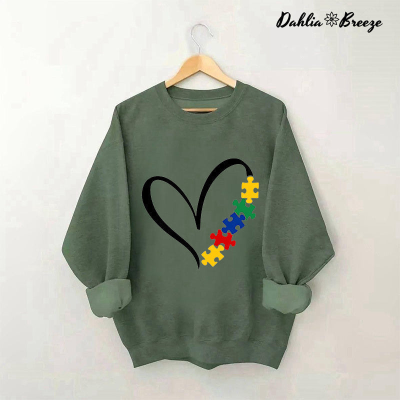 Sweat-shirt Coeur Puzzle Autisme