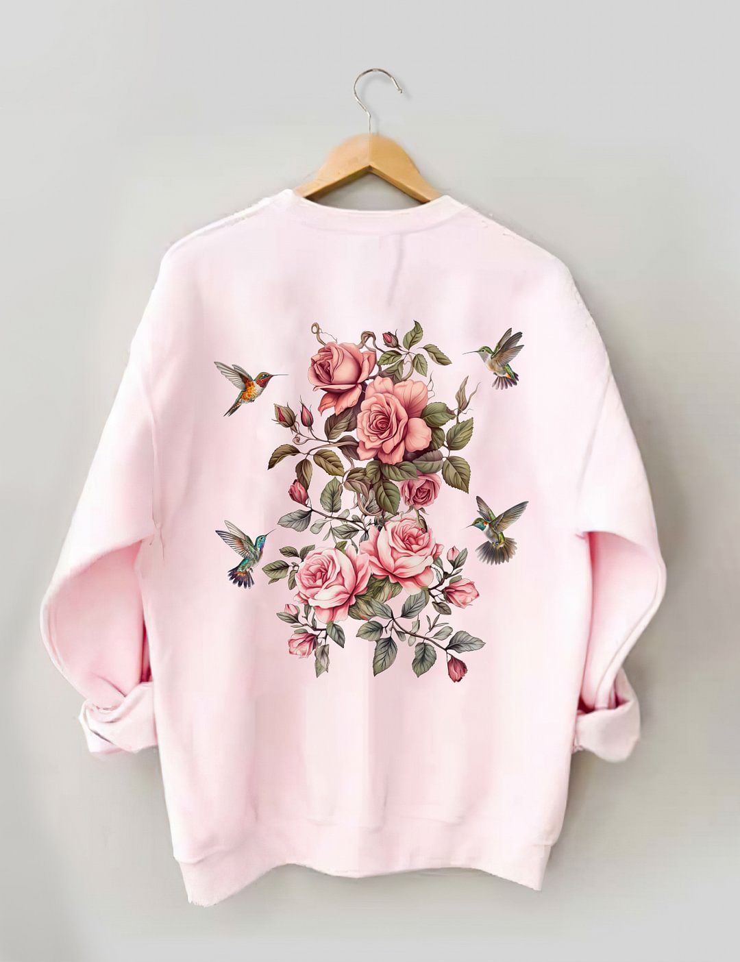 Sweat-shirt fleurs sauvages et oiseaux
