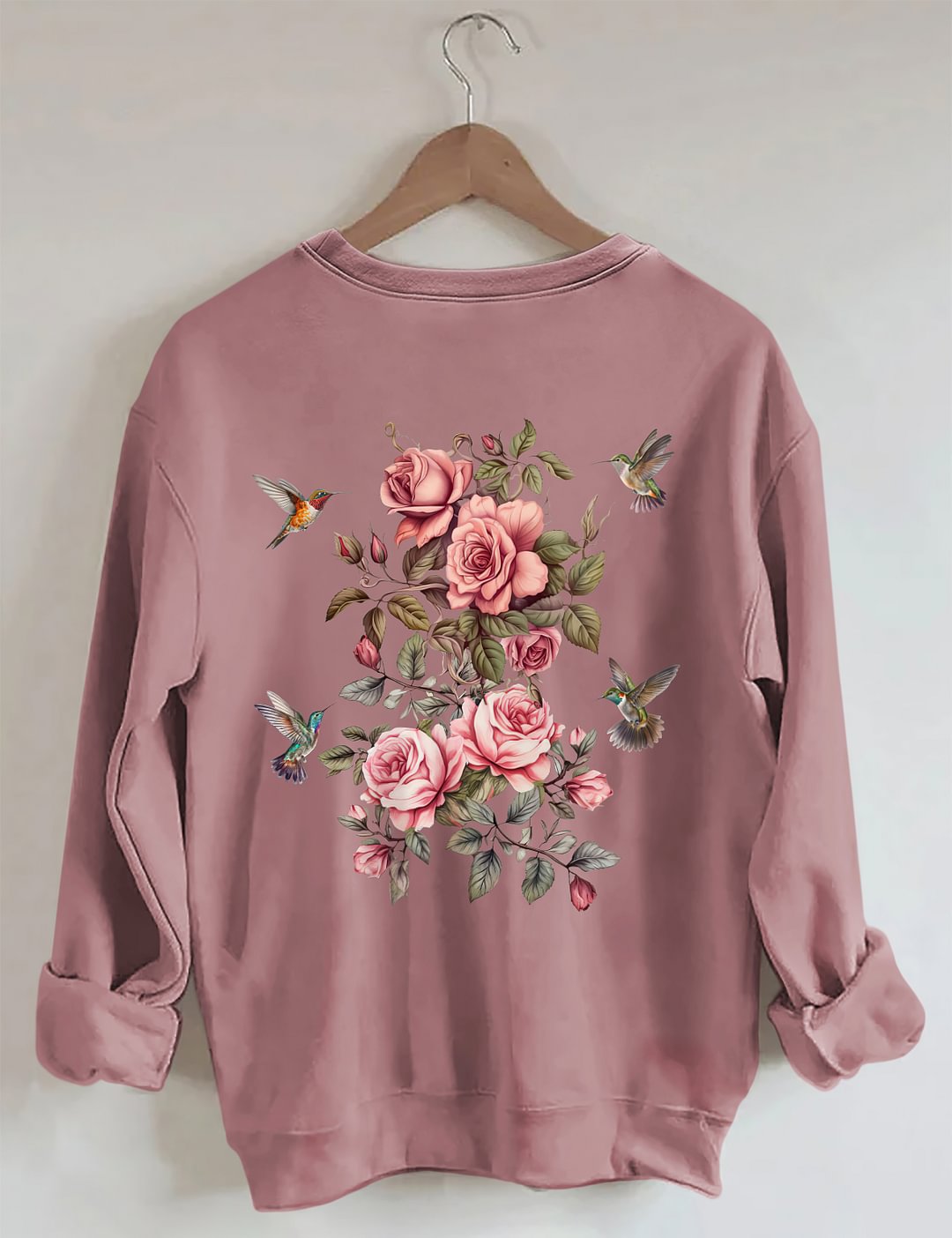 Sweat-shirt fleurs sauvages et oiseaux