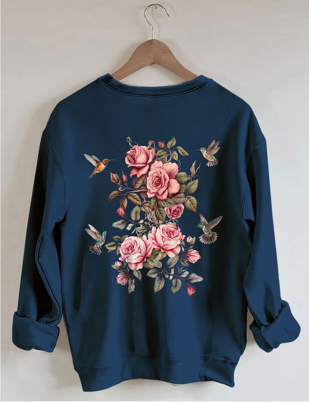 Sweat-shirt fleurs sauvages et oiseaux