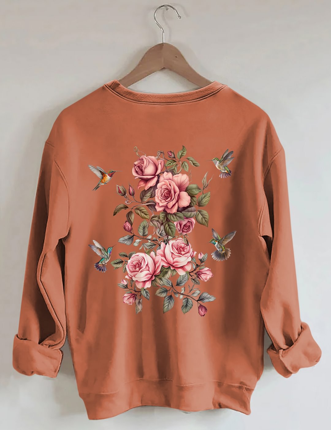 Sweat-shirt fleurs sauvages et oiseaux