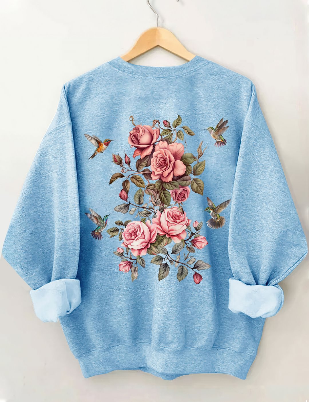 Sweat-shirt fleurs sauvages et oiseaux
