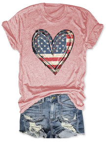 T-shirt coeur drapeau américain