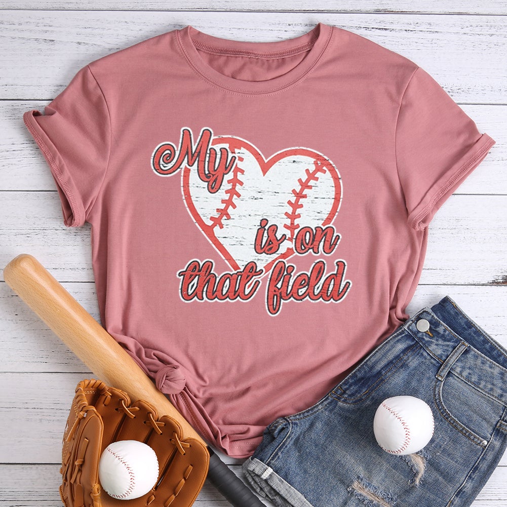 T-shirt de baseball Mon cœur est sur ce terrain
