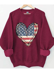 Sweat-shirt coeur drapeau américain