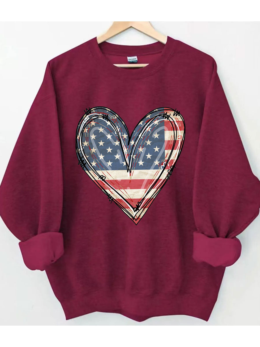 Sweat-shirt coeur drapeau américain