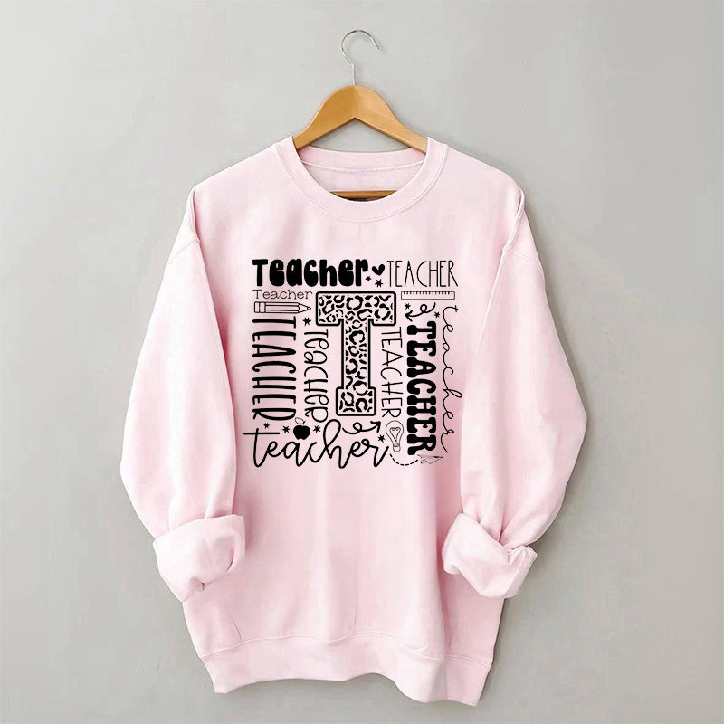 Lehrer-Sweatshirt mit Buchstaben-Print