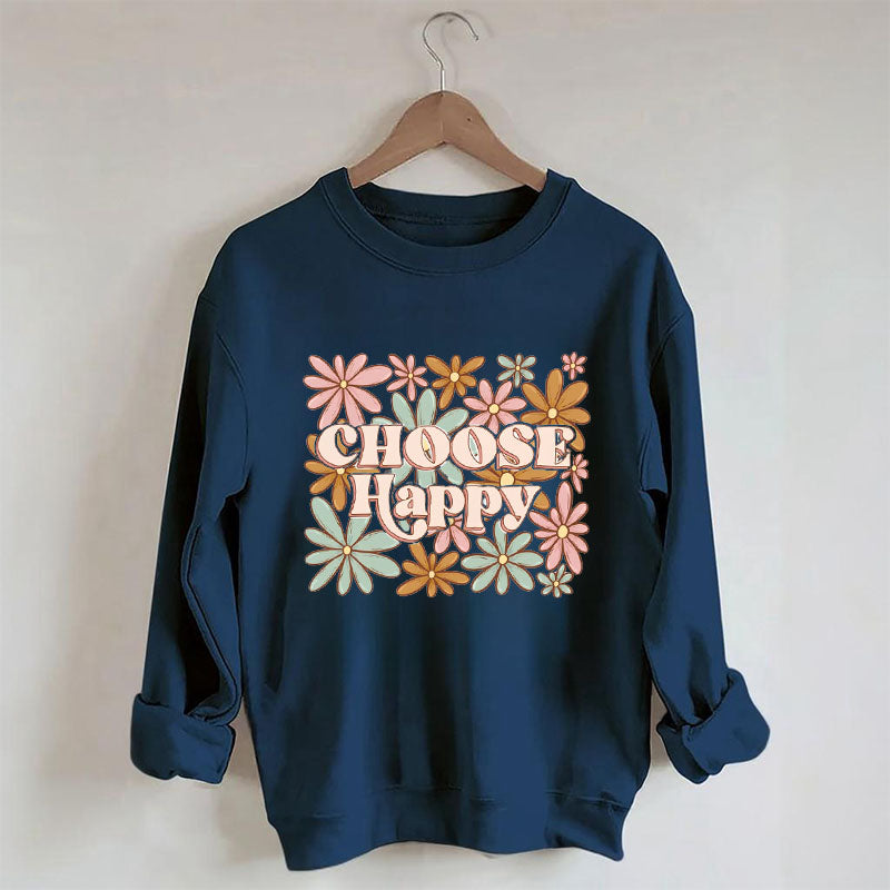 Choisissez le sweat-shirt imprimé Happy Flowers