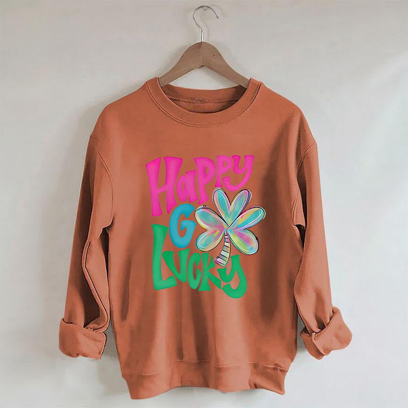 Kleeblatt-Sweatshirt „Happy Go Lucky“.