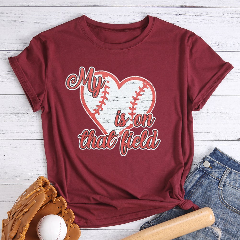 T-shirt de baseball Mon cœur est sur ce terrain
