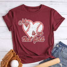 T-shirt de baseball Mon cœur est sur ce terrain
