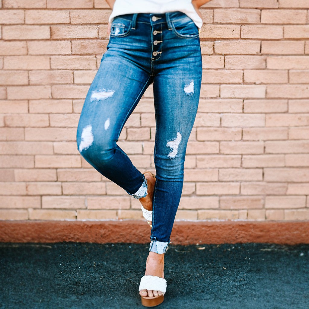 Ich halte dich so fest, dunkle Distressed-Jeans
