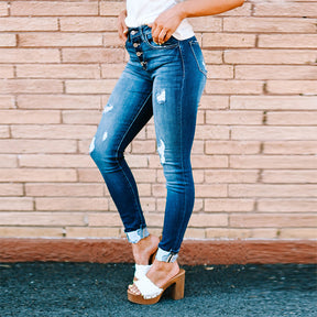 Ich halte dich so fest, dunkle Distressed-Jeans