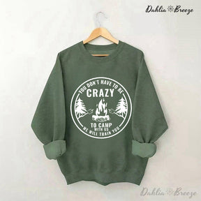 Sweat-shirt drôle à col rond Crazy Camping