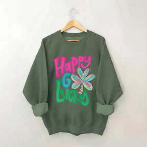 Kleeblatt-Sweatshirt „Happy Go Lucky“.