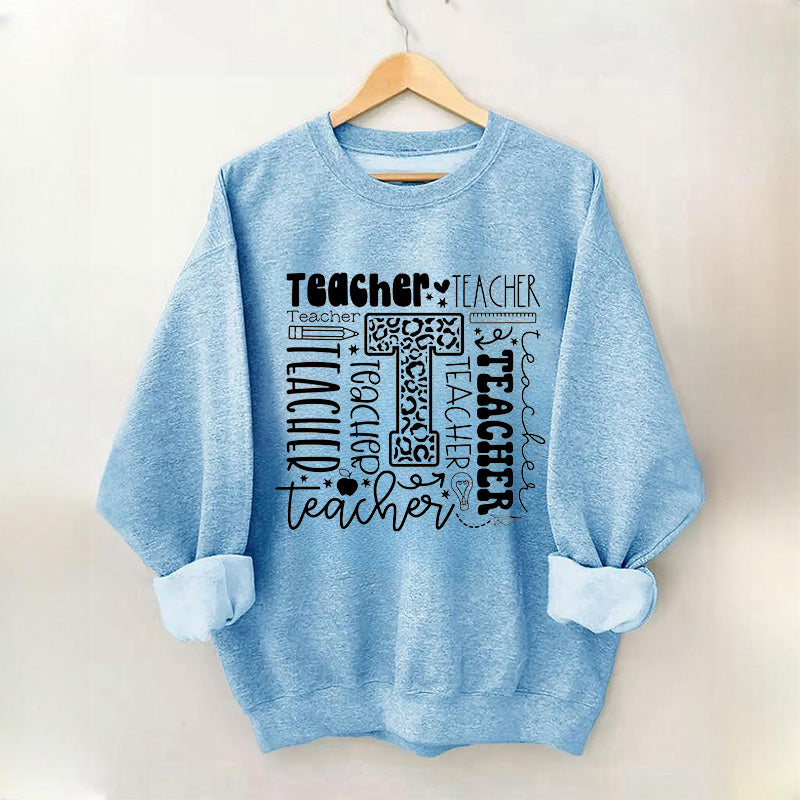 Lehrer-Sweatshirt mit Buchstaben-Print